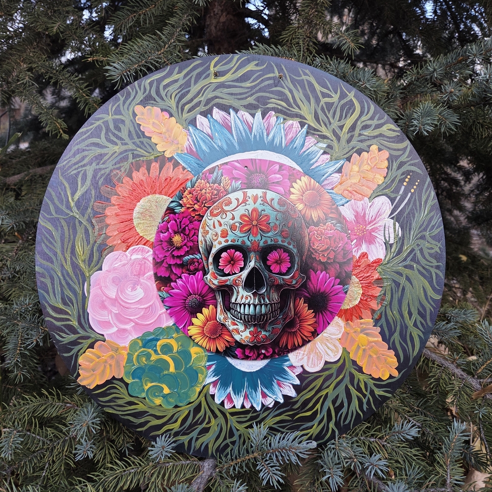 Floral Skull Wall Art Decor